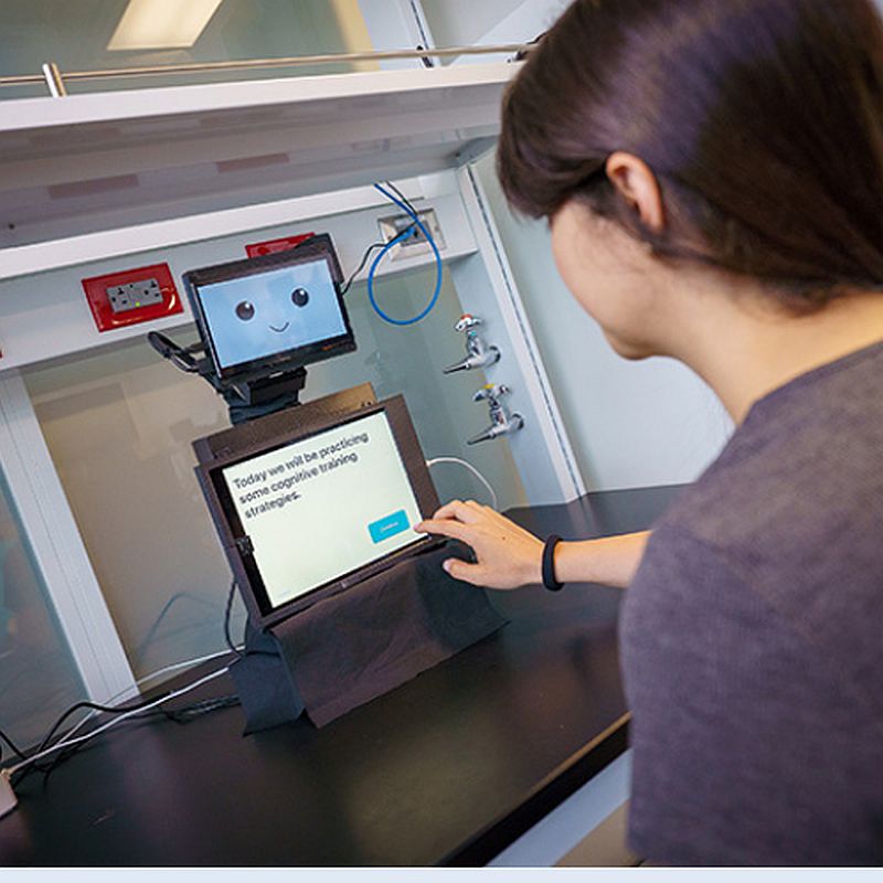 Ph.D. student Anya Bouzida, one of the paper's first authors, demonstrates how CARMEN