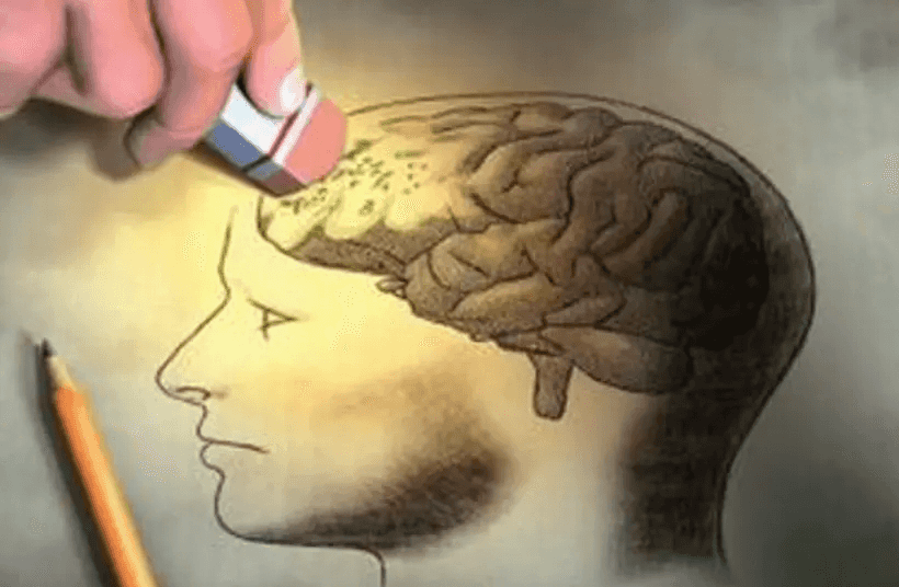 brain with eraser