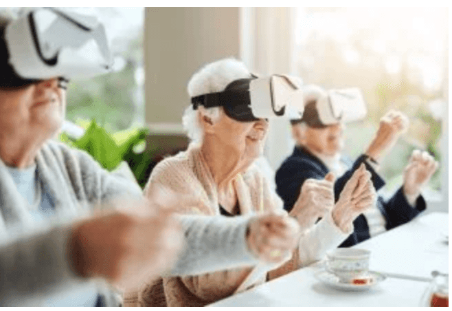 seniors using virtual reality headests